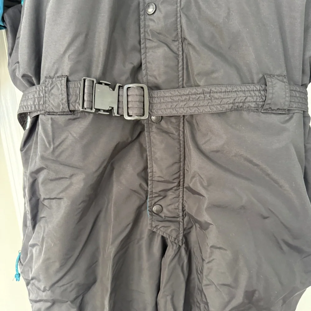 Columbia Snowsuit Men’s XL Black Colorblock Belted Vintage 90s 80s Ski Bib Retro